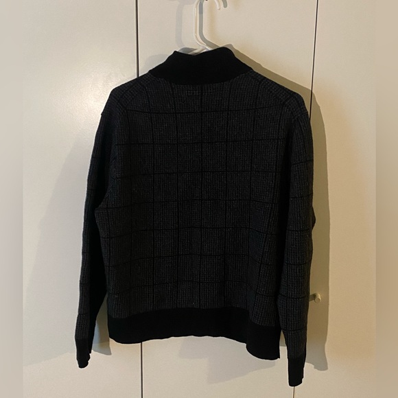 Cremieux Black and Grey Zippered Neck Merino Wool Sweater, Suze XL - Picture 2 of 7